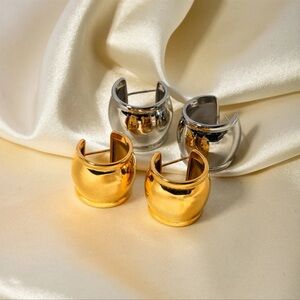 Chic Gold and Silver Cuff Earrings